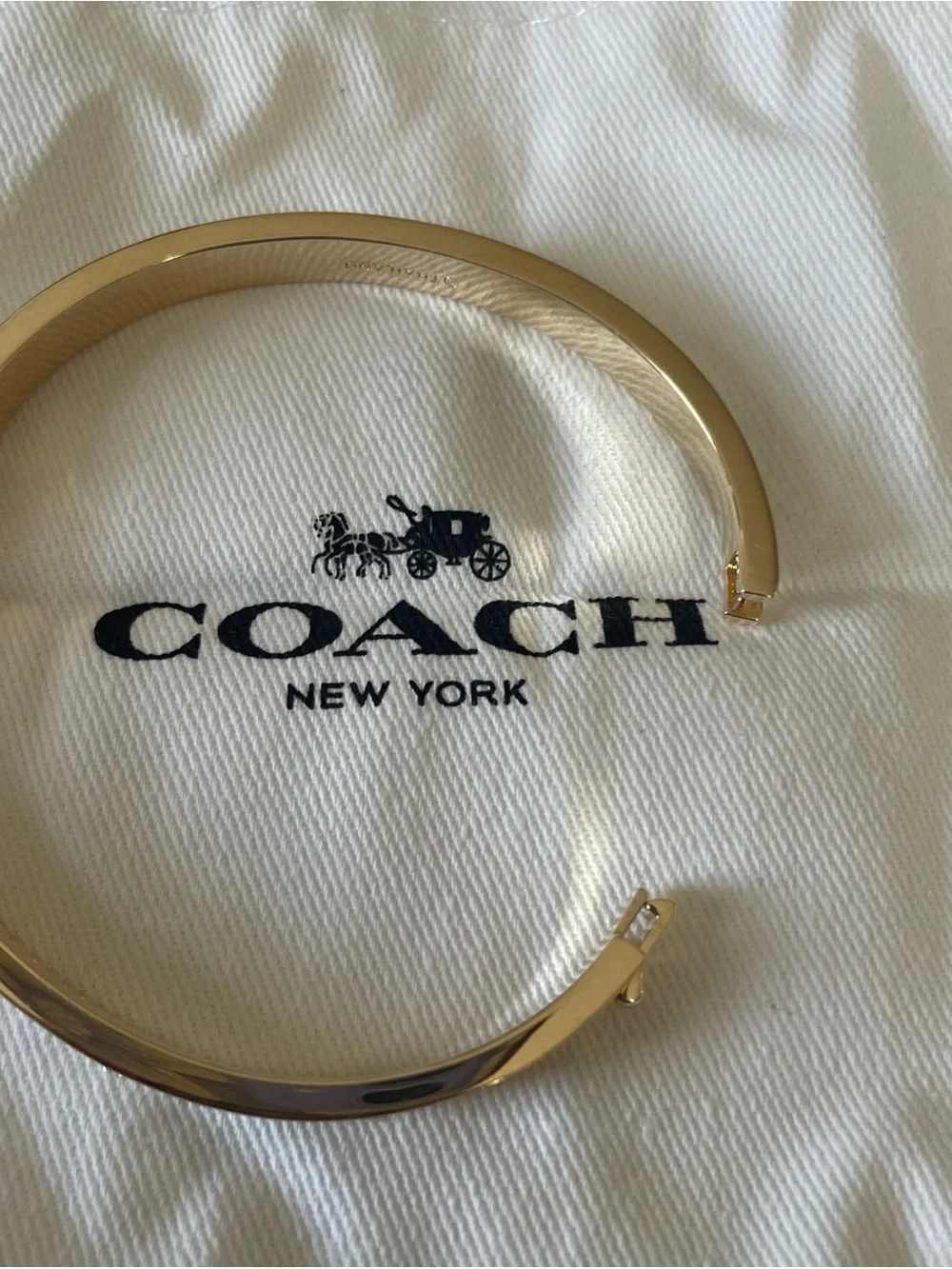 Coach Two-Tone Signature Bangle Bracelet with Crystals - Gold & Silver